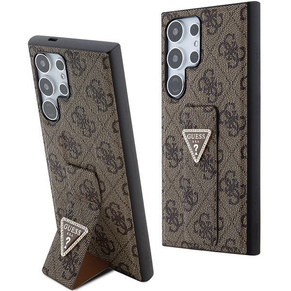 Guess GUHCS24LPGS4TDW S24 Ultra S928 brown hardcase Grip Stand 4G Triangle Strass