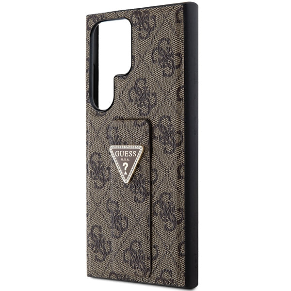 Guess GUHCS24LPGS4TDW S24 Ultra S928 brown hardcase Grip Stand 4G Triangle Strass