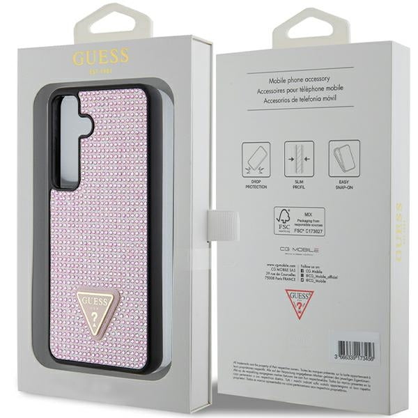 Guess GUHCS24SHDGPPP S24 S921 Pink hardcase Rhinestone Triangle