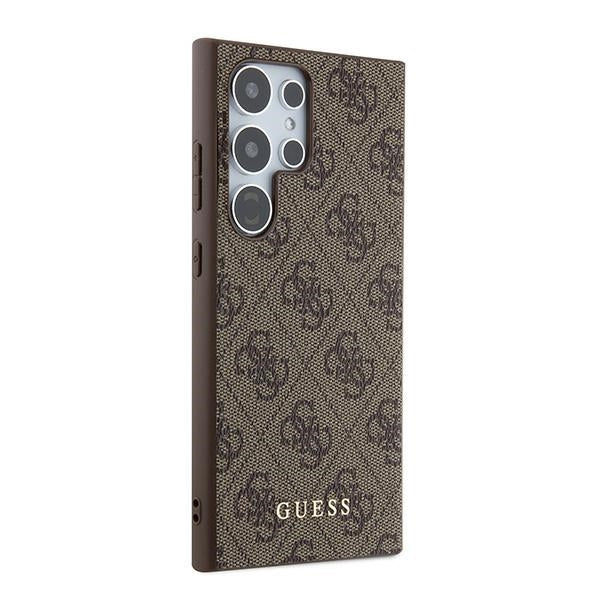 Guess GUHCS24LG4GFBR S24 Ultra S928 brown hardcase 4G Metal Gold Logo