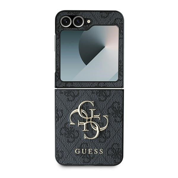 Guess GUHCZF64GMGGR Z Flip6 F741 black Leather 4G Metal Logo