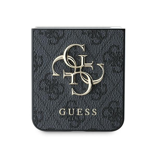 Guess GUHCZF64GMGGR Z Flip6 F741 black Leather 4G Metal Logo