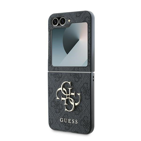 Guess GUHCZF64GMGGR Z Flip6 F741 black Leather 4G Metal Logo