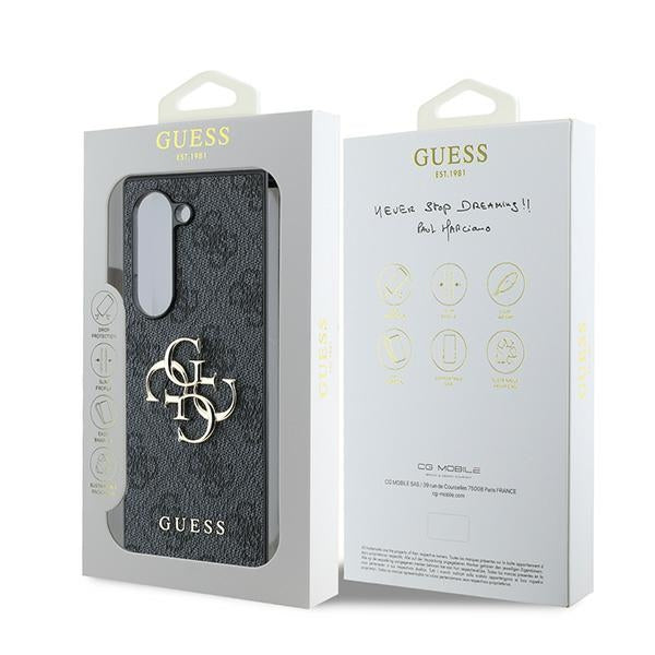 Guess GUHCZFD64GMGGR Z Fold6 F956 black Leather 4G Metal Logo