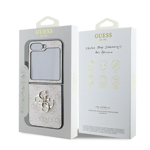 Guess GUHCZF64GMGPI Z Flip6 F741 pink Leather 4G Metal Logo