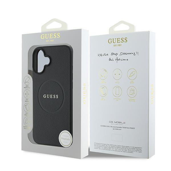 Guess GUHMP16MPGTSPSK iPhone 16 plus black hardcase Grained Triangle MagSafe