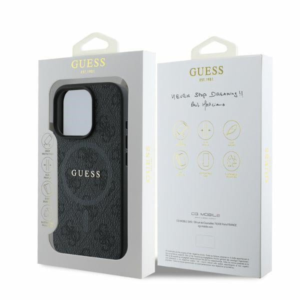 Guess GUHMP16XG4GFRK iPhone 16 Pro Max black hardcase 4G Ring Classic Logo MagSafe