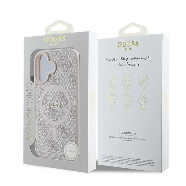 Guess Hardcase MagSafe PU 4G RING CLASSIC Logo Pink iPhone 16 Plus