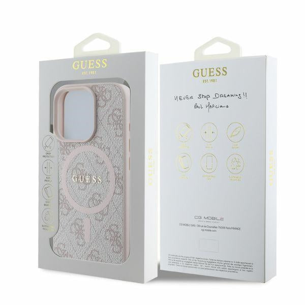 Guess GUHMP16XG4GFRP iPhone 16 Pro Max pink hardcase 4G Ring Classic Logo MagSafe