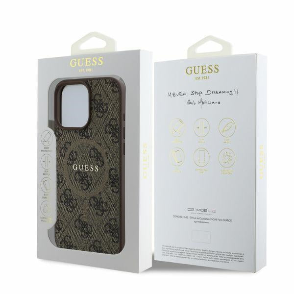 Guess GUHMP16XG4GFRW iPhone 16 Pro Max brown hardcase 4G Ring Classic Logo MagSafe