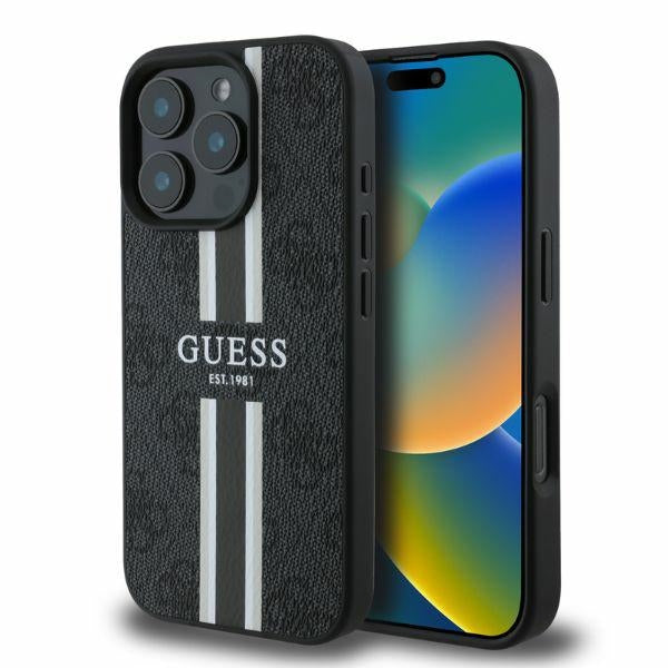 Guess GUHMP16XP4RPSK iPhone 16 Pro Max black hardcase 4G Printed Stripes MagSafe