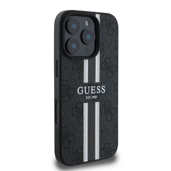 Guess GUHMP16XP4RPSK iPhone 16 Pro Max black hardcase 4G Printed Stripes MagSafe