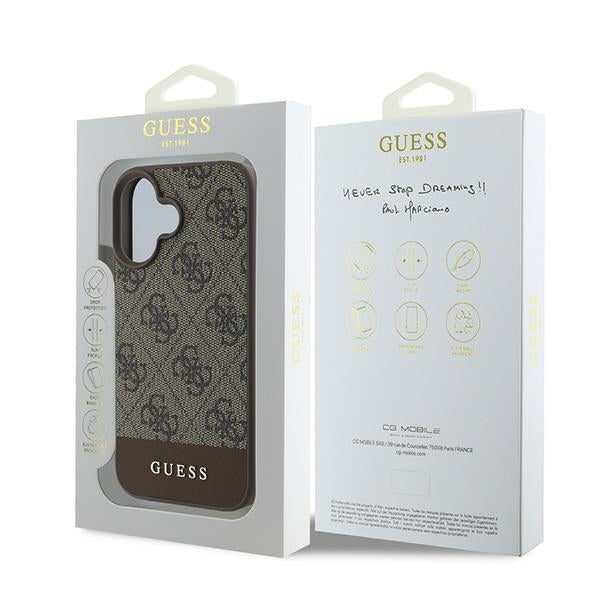Guess GUHCP16MG4GLBR iPhone 16 Plus Brown hardcase 4G Bottom Stripe