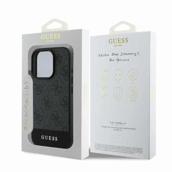 Guess GUHCP16XG4GLGR iPhone 16 Pro Max grey hardcase 4G Bottom Stripe