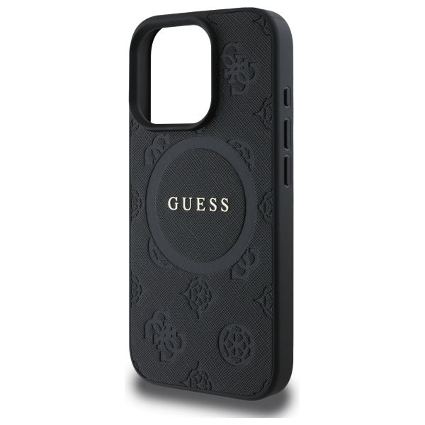 Guess GUHMP16XPSAPSMEK iPhone 16 Pro Max black hardcase Saffiano Peony Classic Logo MagSafe