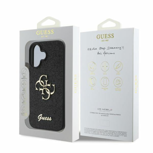 Guess Hardcase FIXED Glitter BIG 4G  Black iPhone 16 Plus