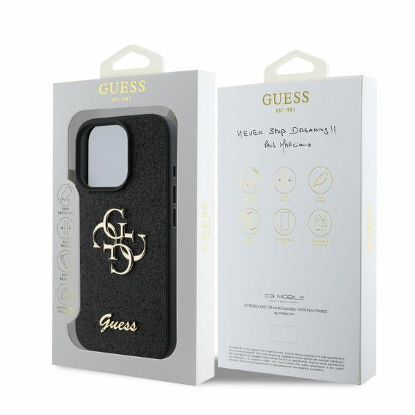 Guess GUHCP16LHG4SGK iPhone 16 Pro black hardcase Fixed Glitter Big 4G