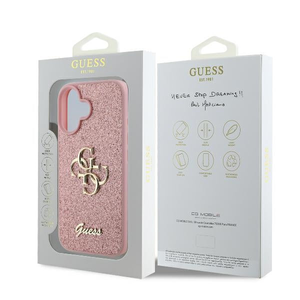 Guess GUHCP16MHG4SGP iPhone 16 Plus pink hardcase Fixed Glitter Big 4G