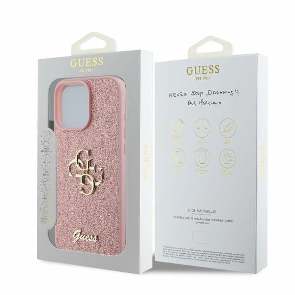 Guess GUHCP16XHG4SGP iPhone 16 Pro Max pink hardcase Fixed Glitter Big 4G