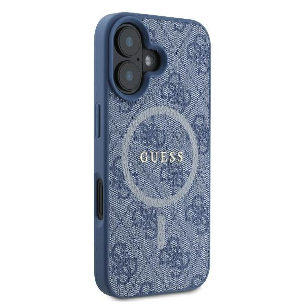 Guess GUHMP16SG4GFRB iPhone 16 blue hardcase 4G Ring Classic Logo MagSafe