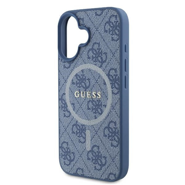 Guess GUHMP16SG4GFRB iPhone 16 blue hardcase 4G Ring Classic Logo MagSafe