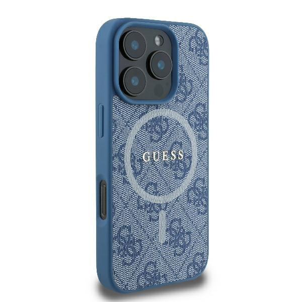 Guess GUHMP16LG4GFRB iPhone 16 Pro blue hardcase 4G Ring Classic Logo MagSafe