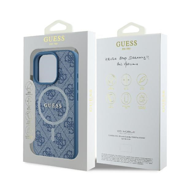 Guess GUHMP16XG4GFRB iPhone 16 Pro Max blue hardcase 4G Ring Classic Logo MagSafe