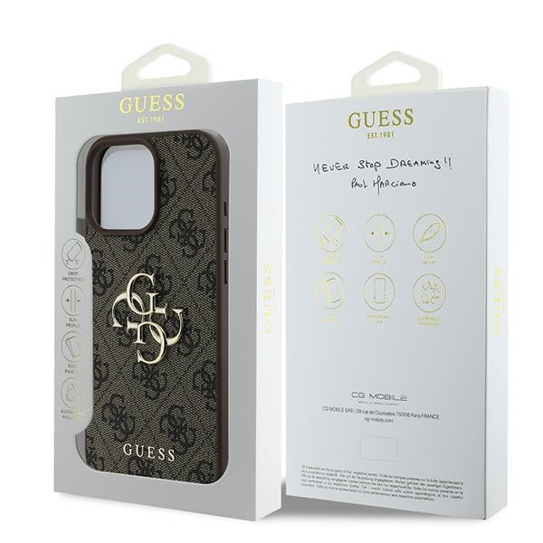 Guess GUHCP16L4GMGBR Hardcase 4G PU Big Logo Brown iPhone 16 Pro