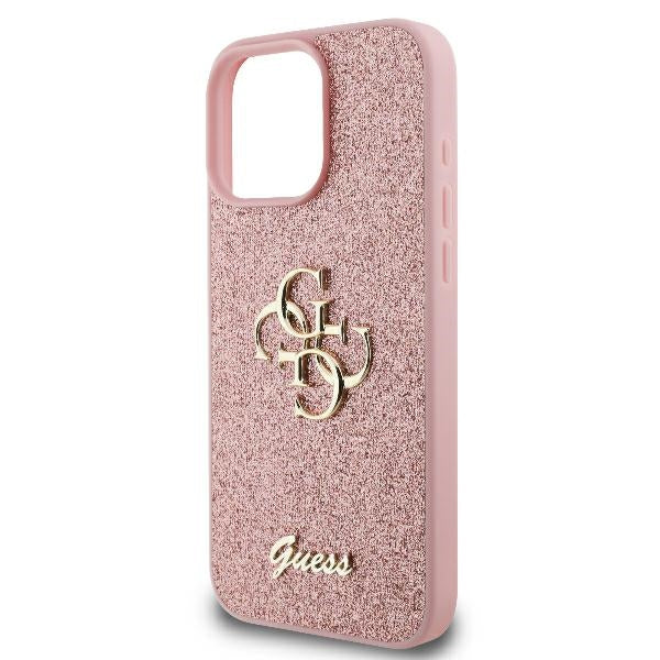 Guess GUHCP16LHG4SGP iPhone 16 Pro pink hardcase Fixed Glitter Big 4G