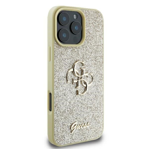 Guess GUHCP16LHG4SGD iPhone 16 Pro Gold hardcase Fixed Glitter Big 4G