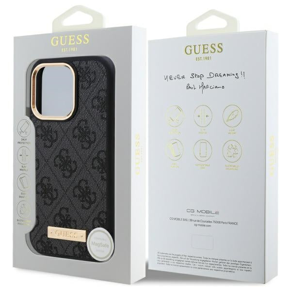 Guess GUHMP16LU4GPRK iPhone 16 Pro black hardcase 4G Logo Plate MagSafe