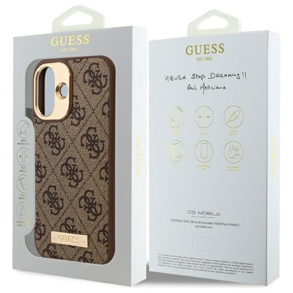 Guess GUHMP16XU4GPRW iPhone 16 Pro Max brown hardcase 4G Logo Plate MagSafe