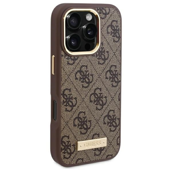 Guess GUHMP16LU4GPRW iPhone 16 Pro brown hardcase 4G Logo Plate MagSafe