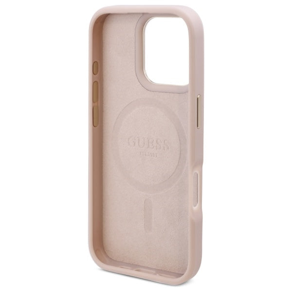 Guess GUHMP16LU4GPRP iPhone 16 Pro pink hardcase 4G Logo Plate MagSafe