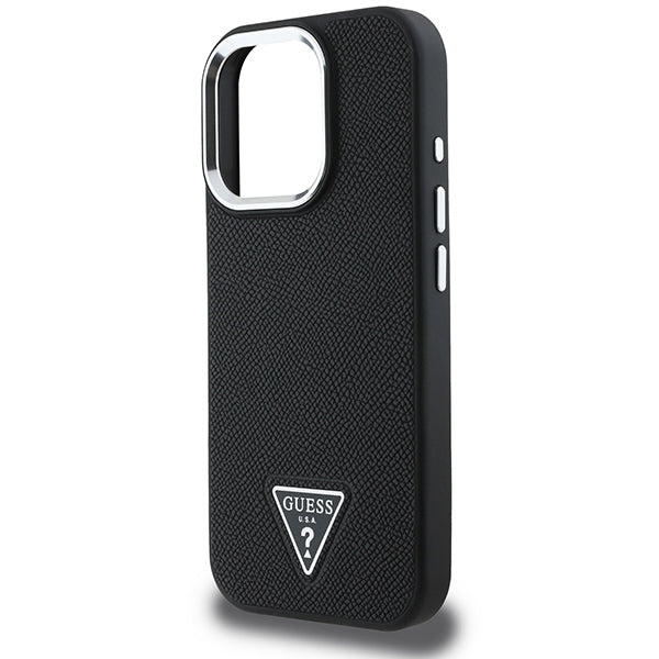 Guess GUHMP16LPGTSPSK iPhone 16 Pro black hardcase Grained Triangle MagSafe