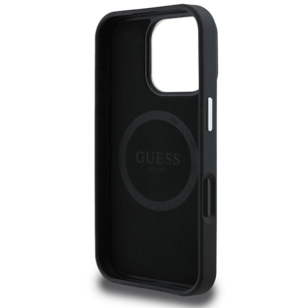 Guess GUHMP16LPGTSPSK iPhone 16 Pro black hardcase Grained Triangle MagSafe