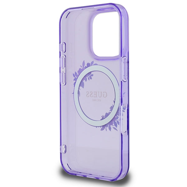 Guess GUHMP16XHFWFCU iPhone 16 Pro Max Purple hardcase IML Flowers Wreath MagSafe