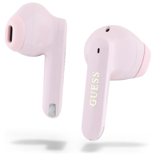 Guess Bluetooth headphones GUTWSC2MCDSP TWS + docking station Pink Elongated Metalic Printed Logo