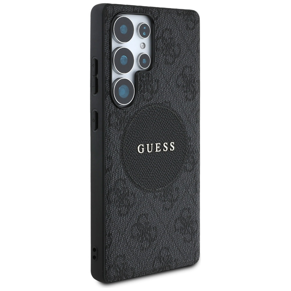 Guess GUHMS25LP4PGRSGK 4G Round Patch Classic Logo MagSafe to Samsung Galaxy S25 Ultra Black