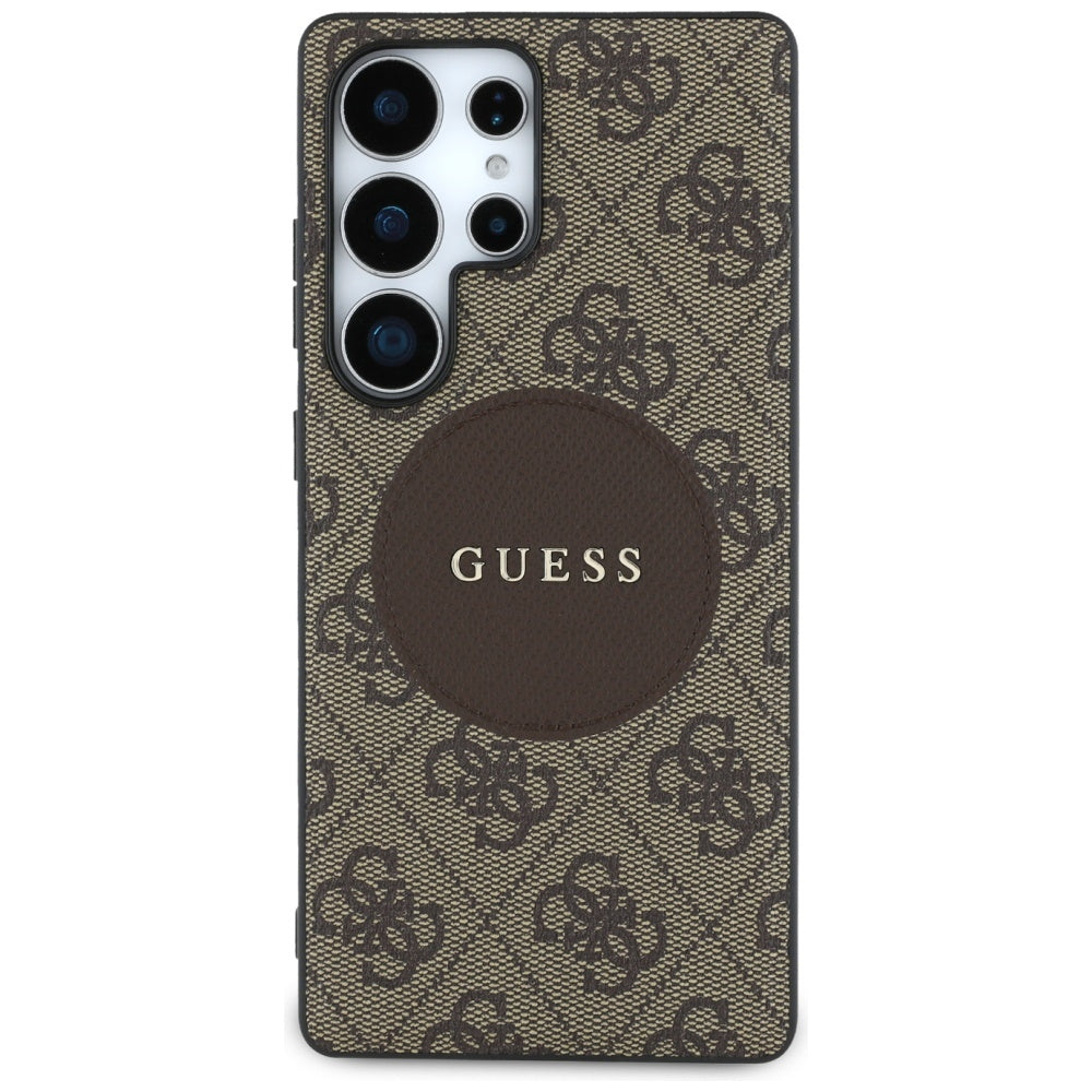 Guess GUHMS25LP4PGRSGW 4G Round Patch Classic Logo MagSafe to Samsung Galaxy S25 Ultra brown