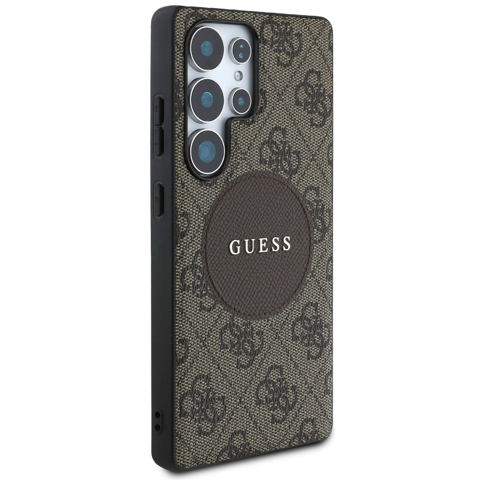 Guess GUHMS25LP4PGRSGW 4G Round Patch Classic Logo MagSafe to Samsung Galaxy S25 Ultra brown
