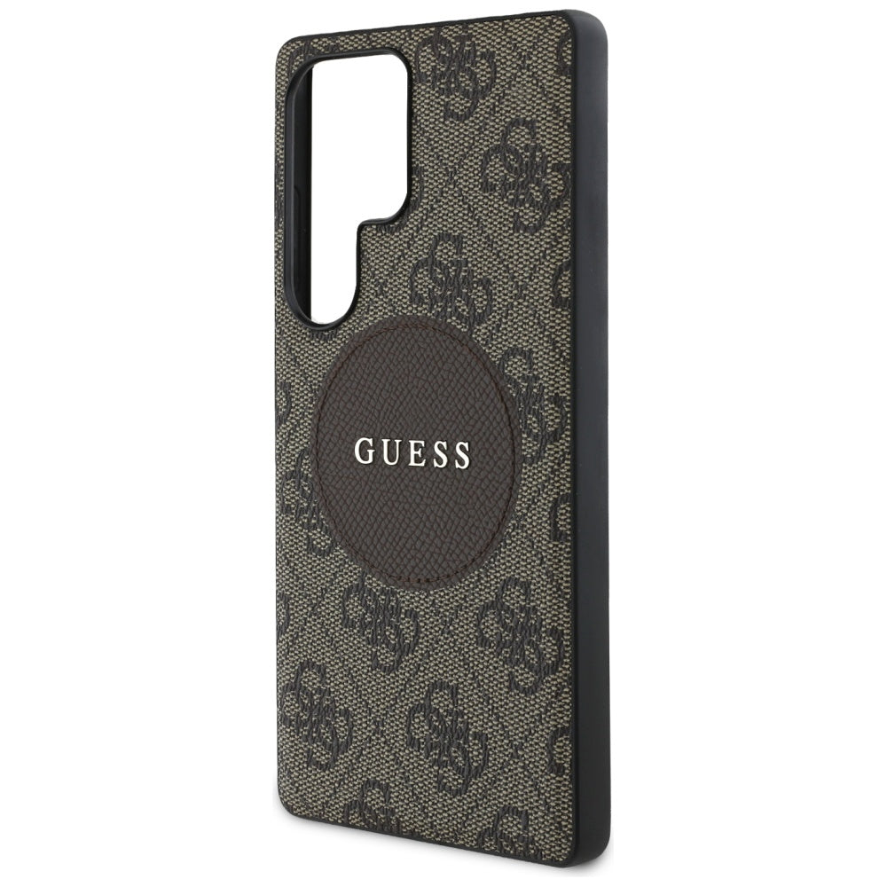 Guess GUHMS25LP4PGRSGW 4G Round Patch Classic Logo MagSafe to Samsung Galaxy S25 Ultra brown