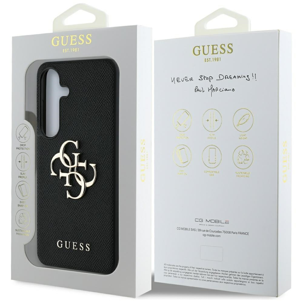 Guess GUHCS25MPGT4MBK hardcase Grained Big 4G Logo Small Classic Logo for Galaxy S25 Plus Black