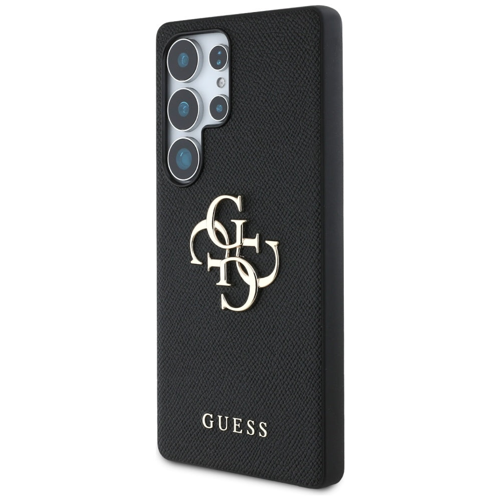 Guess GUHCS25LPGT4MBK hardcase for Galaxy S25 Ultra Grained Big 4G Logo Small Classic Logo Black