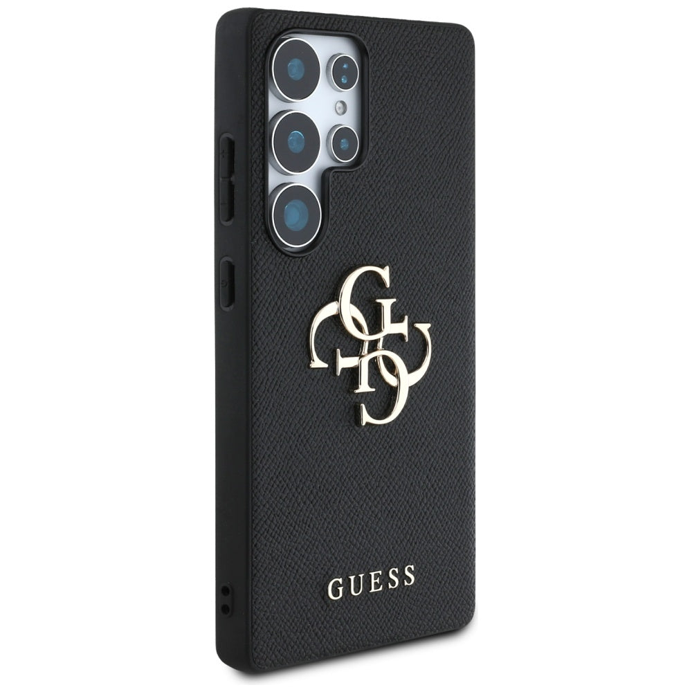 Guess GUHCS25LPGT4MBK hardcase for Galaxy S25 Ultra Grained Big 4G Logo Small Classic Logo Black