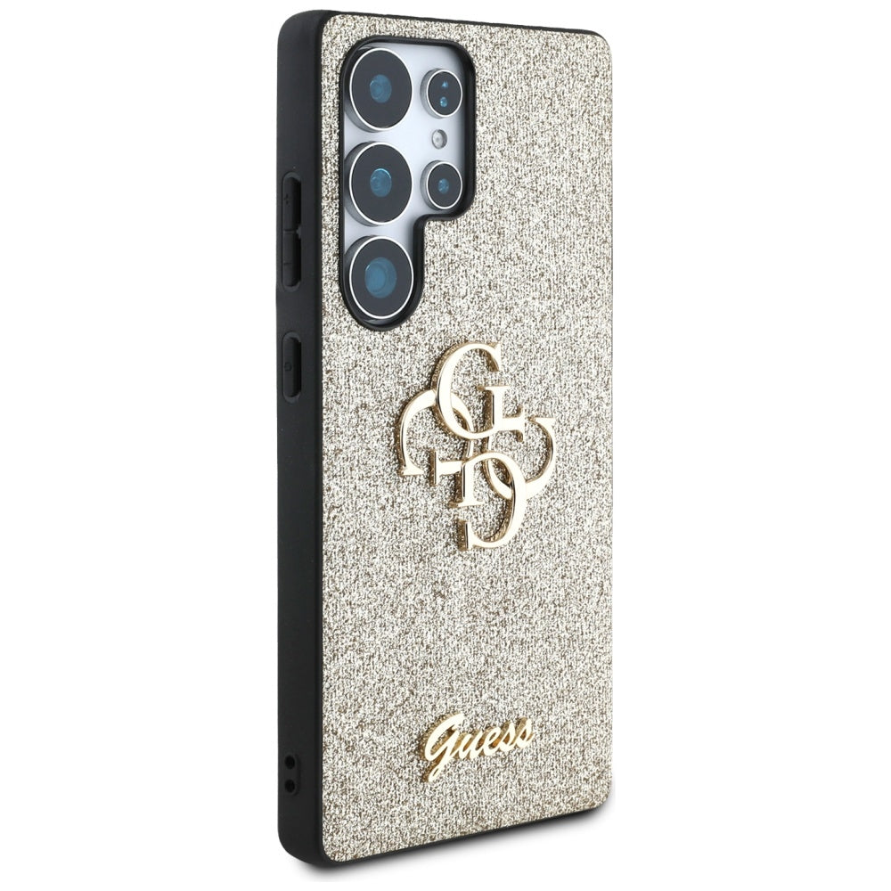 Guess GUHCS25LHG4SGD Fixed Glitter Big 4G Metal Logo Case for Samsung Galaxy S25 Ultra Golden