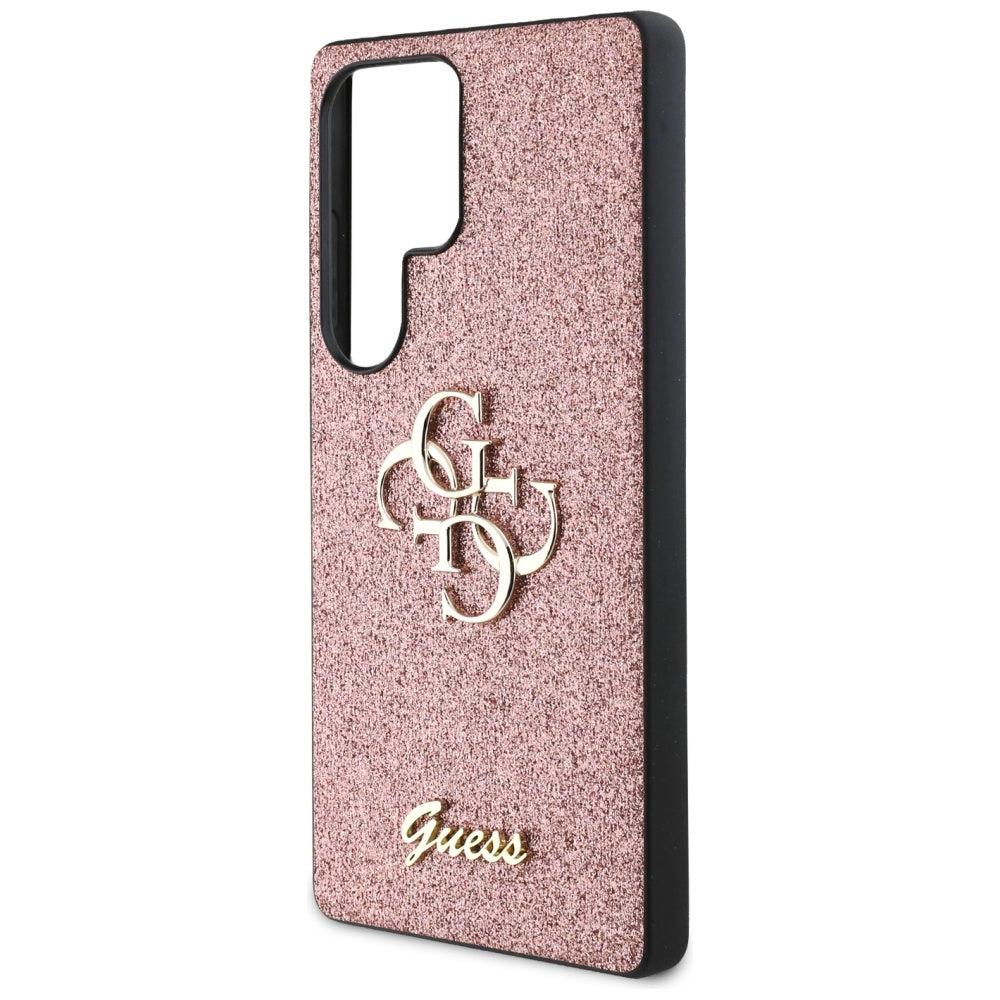 Guess GUHCS25LHG4SGP Fixed Glitter Big 4G Metal Logo Case for Samsung Galaxy S25 Ultra Pink