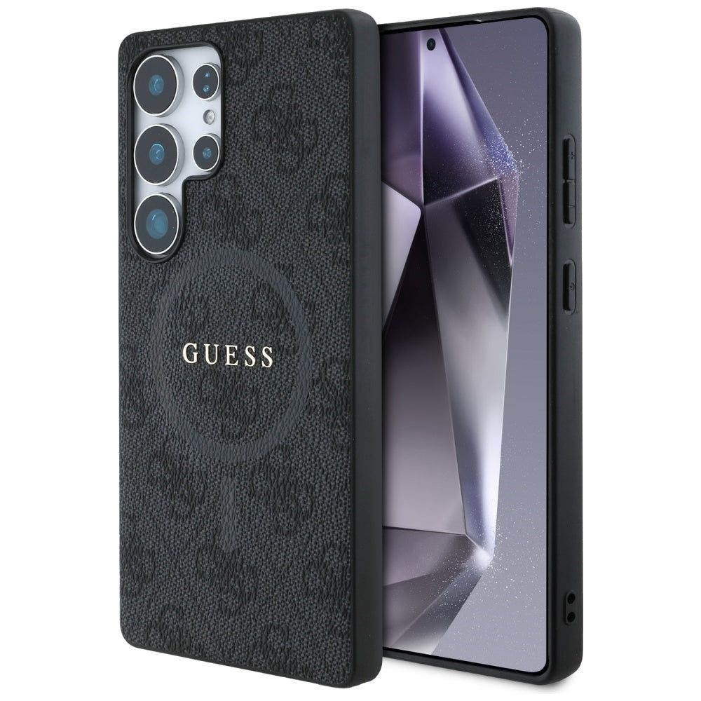 Guess GUHMS25LG4GFRK Leather 4G Colored Ring Classic Logo MagSafe Samsung Galaxy S25 Ultra black