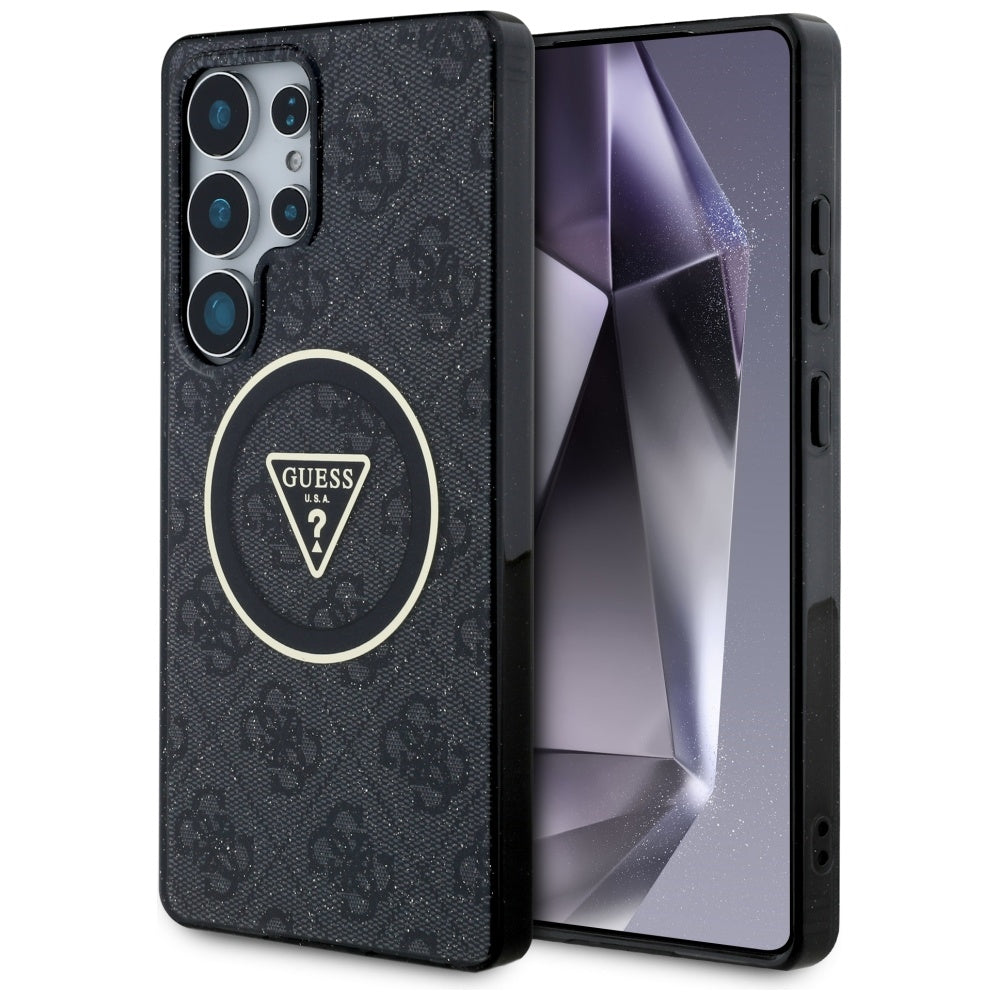 Guess GUHMS25LHG4PRTGK 4G Glitter Triangle Buttons MagSafe for Galaxy S25 Ultra Black