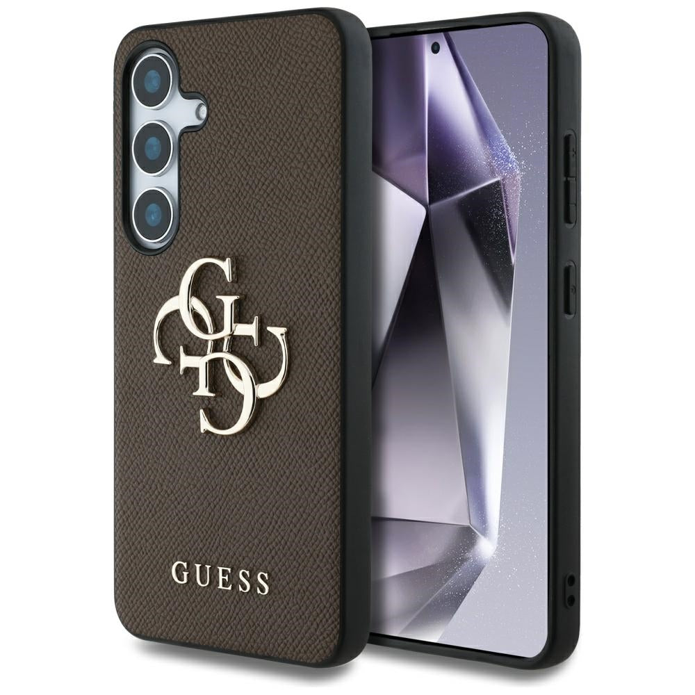 Guess Grained Big 4G Logo Small Classic Logo to Samsung Galaxy S25 Plus brown